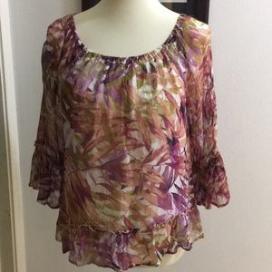 Lucky Brand fully lined peasant blouse‎ sz med